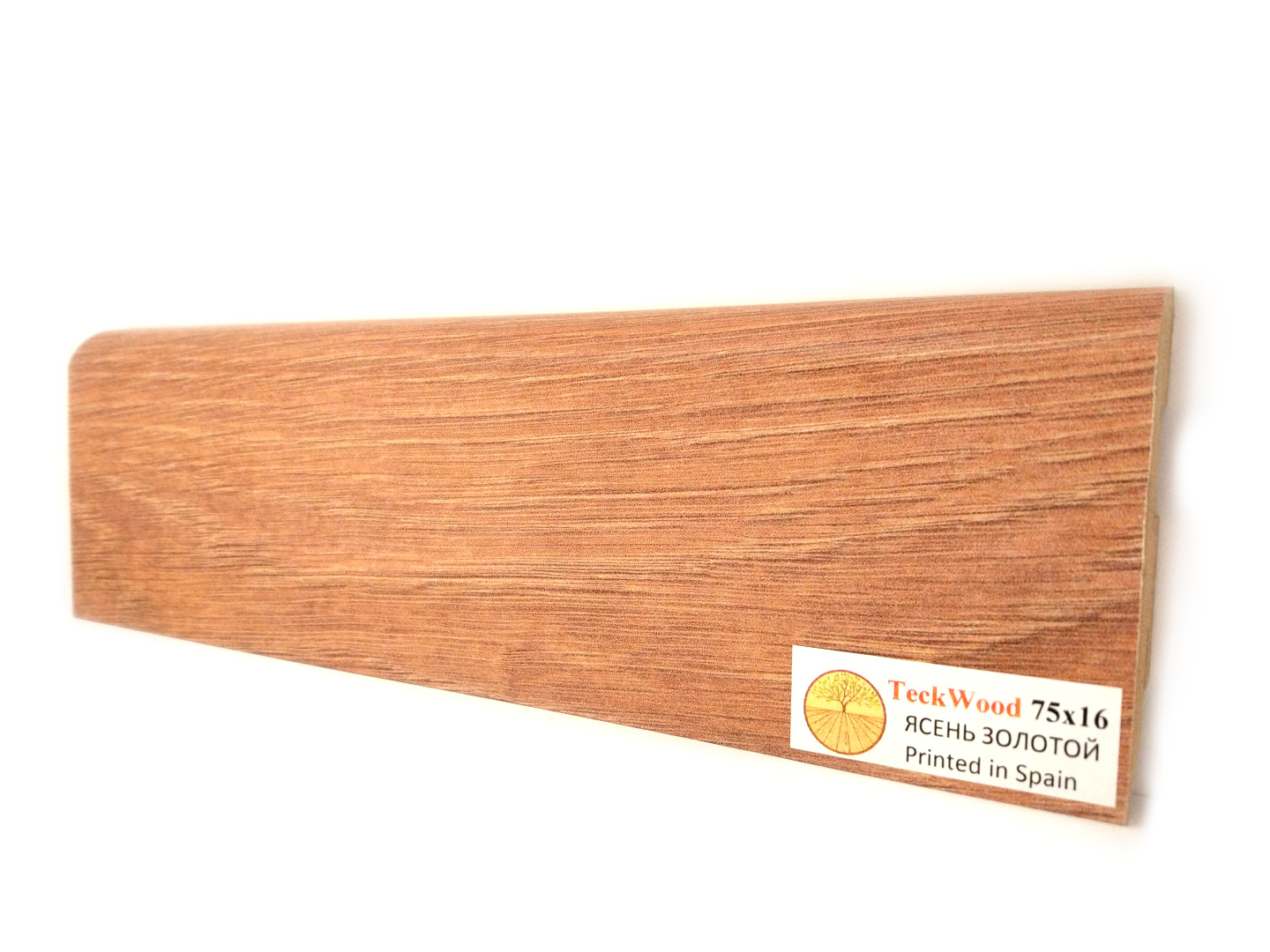 Плинтус МДФ ламинированный TeckWood Ясень Золотой 2150×75×16